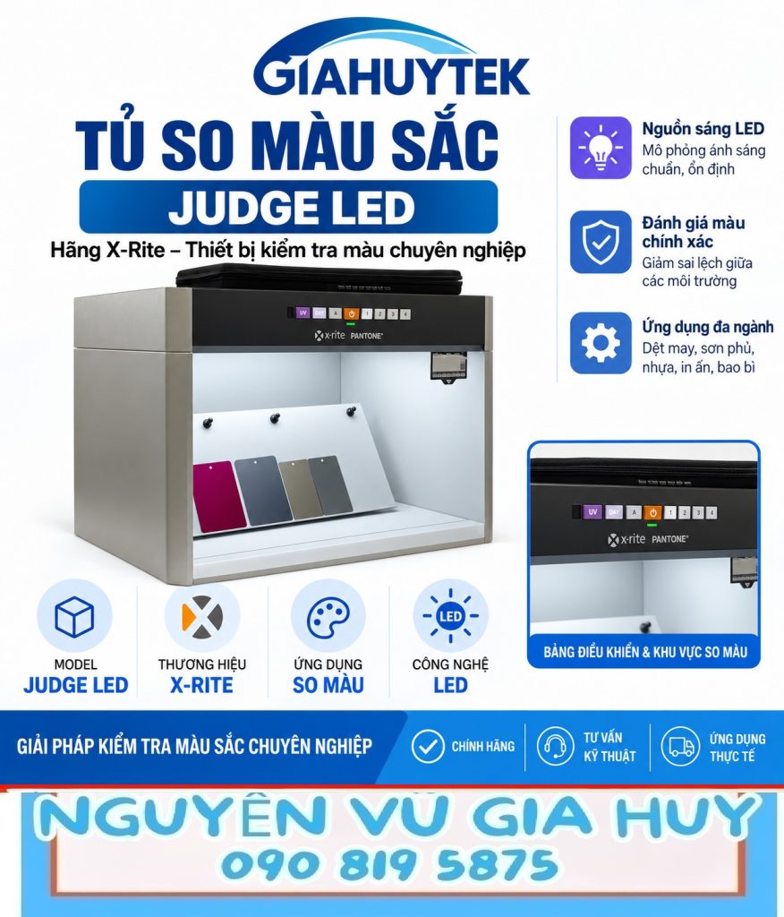 Tủ so màu sắc Judge LED X-Rite với bảng điều khiển và buồng quan sát mẫu